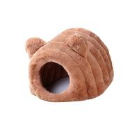 Harilla Hamster Bed Shelter Semi Enclosed House Habitat Washable Small Animals Cave Bed for Dwarf Gerbil Ferret Rat Chinchilla, Brown