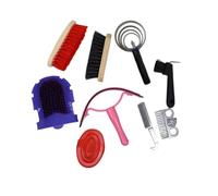 Harilla Horse Grooming Set with Brushes Wooden-Handled Horse Brush Set Versatile Equine Tools for Equestrians