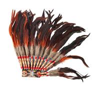 Harilla Indian Native Chief Headdress Men Women Handcrafted Decorative Feather Headpiece, Orange