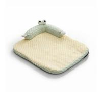 Harilla Industrial Bed Pet Cooling Mattress Cat Bed With Bolster Pillow Washable Quilted Cover Cooling Fiber Suitable for living rooms bedrooms crates, Green Big Eye Monster, M 55 40cm