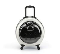 Harilla Industrial Carrier Transparent Pet Carrier Suitcase Pet Trolley Pet Luggage Pet Crate With Wheels PC Acrylic Shell Ventilated Design Secure Zipper And, Silver, 1922-Silver