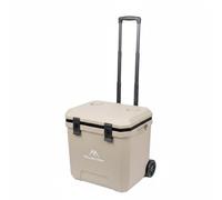 Harilla Insulated Rolling Wheeled Portable Ice Chest Thermal Storage Multi-Layer Structure Heavy-Duty Design Suitable for Market Stalls Camping Outdoor Chilling Delivery Runs, Khaki