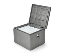 Harilla Insulated Transport Conta Food Carrier Box Container Insulation Construction Suitable for Cold Chain Logistics Food Delivery Outdoor Vendors, Gray, Hinged Lid + Handle