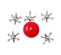 Harilla Jacks Game Set Table Games Classic with Balls Traditional Retro Board Games for Kids Old School for Halloween, 6Pcs Silver