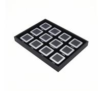 Harilla Jewelry Storage Container Jewelry Display Tray Organizer Case Box with Black Frame and Silver Tone Edges for Clear, Hong Kong Style Buckle, 5.5x5.5cm Black Single Box
