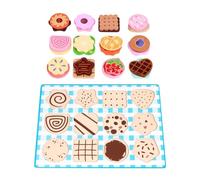Harilla Kids Wooden Playset Dessert Toys Color Shapes Matching Baking Set Play Kitchen Accessories for Kids Birthday Gifts
