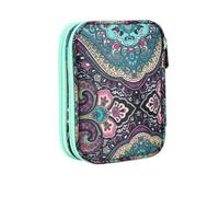 Harilla Knitting Storage Pouch Crochet Hook Case Organizer Bag Holder with Bright Patterned Exterior and Build for Daily Use Suitable for Home Organization, Blue Ethnic Floral