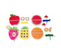 Harilla Lacing Cards Sewing Kit Preschool Learning for Preschoolers and Kids Threading Activity Motor Skills Toys Wood Sewing Cards, Fruit