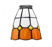 Harilla Lamp Shade Stained Glass Lampshade Tapered Shade Replacement Cover E27 Holder Compatible Handmade Black Soldered Frame Suitable for Living Rooms, 5 Inch, Mediterranean Orange White