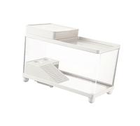 Harilla Large Turtle Tank Turtle Habitat Clear Terrarium Aquarium for Tortoises Gecko Terrapin Leopard 15.71inchx8.11inchx10.55inch, White