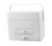 Harilla Makeup Case Portable Makeup Bag with LED Lighted Mirror Beauty Tool Manicure Box Cosmetic Storage Box for Bedroom Bathroom, White