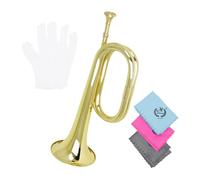 Harilla Marching Bugle Cavalry Trumpet Professional Classic Portable Bugle Trumpet Blowing Bugle for Orchestra Beginner Adults Kids, Gold