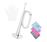 Harilla Marching Bugle Cavalry Trumpet Professional Classic Portable Bugle Trumpet Blowing Bugle for Orchestra Beginner Adults Kids, Silver