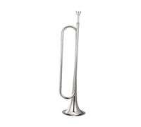 Harilla Marching Bugle, Scout Bugle, Portable Brass Instrument, Blowing Bugle Trumpet for Orchestra Band Stage Performance Children, silver C