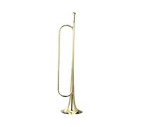Harilla Marching Bugle, Scout Bugle, Portable Brass Instrument, Blowing Bugle Trumpet for Orchestra Band Stage Performance Children, gold Bb