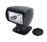 Harilla Marine Searchlight Halogen Deck Light Swivel Lamp With Wired Remote Control Rectangular Head On Pedestal Base for Coastal Fishing Deck Tasks, Array, Black Casing, 24V