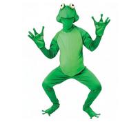 Harilla Men Costume Frog Jumpsuit Animal Pullover Hood Cotton Polyester Blend Material Oversized Webbed Hands Suitable for Stage Performances Community Gatherings Birthday Parties Halloween, S