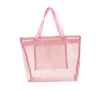 Harilla Mesh Beach Bag Portable Large Capacity with Inner Pocket Foldable for Sand Toys, Pink