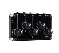 Harilla Mini Stereo 4 Channel Line Mixer, Portable Audio Mixer, Compact for studio Recording Home Theater Musician KTV