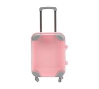 Harilla Mini Travel Suitcase for Doll, Playhouse Toy, Tiny Jewelry Storage Case for Kids, Multipurpose Miniature Trolley Case Luggage, Pink
