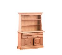 Harilla Miniature Cabinet Display Comprising Three Shelf Bookcase Upper Unit And Two Drawer Two Door Lower Base For Tiny Books Ornaments Suitable For Diorama Building