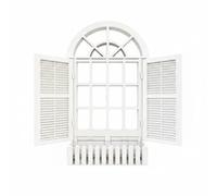 Harilla Miniature Window Display Dollhouse Arched Window Shutter Model Pla Architecture Flower Box Interior Exterior Decoration Suitable for Collector Home Office Display, White