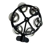 Harilla Mountable Hi Hat Tambourine with Row Compact Percussion Accessories Music Rhythm Parts Stage Parties KTV, black silver