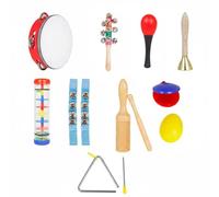 Harilla Music Set Toddler Rhythm Percussion Instruments Tambourine Triangle Maracas Bells Wood for Early Music Education and Motor Skills suitable for