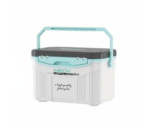 Harilla Outdoor Fishing Case Insulated Box Chiller Container With Versatile Utility Acts As Tackle Storage And Chilled Food Carrier Maintains Low Temperatures, Blue White