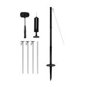 Harilla Outdoor Tetherball Game Set Pole Rope Ball Anchor Stakes Complete Kit With Metal Pole and White Tether for Active Recreation Anywhere suitable for yard sports campsite trips family fun