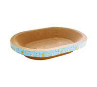 Harilla Oval Cardboard Cat Scratcher Bed Corrugated Scratching Board for Indoor Cats Couch Scratch Pad Nest Training Toy Playing Rest, 50cmx33cmx8cm