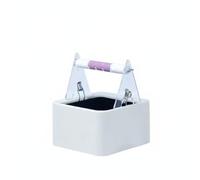 Harilla Parrot Training Stand Bird Perch Station With Waste Bin Acrylic Body and Stainless Steel Hardware Height-Adjustable Frosted Perch for Comfort suitable, M, A-white Pink