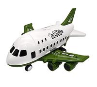 Harilla Passenger Plane Kids Air Toy Planes Storage Container with 6, Green_6 Military Vehicles