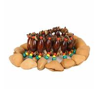 Harilla Percussion Wrist Bell Shell Bracelet Bell Shaker Wrist Rattle Music Accessory Handmade Nut Shell Bead Accents suitable for rhythm practice stage performance dance show use percussion ensemble
