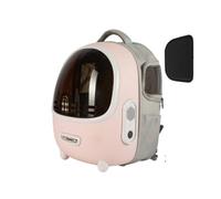 Harilla Pet Carrier Astronaut Backpack Dark Dome Window Mesh Panels Closure Top Handle Shell sponge fill base feet support suitable for commuting short trips, Pink, Upgraded Version With Fan