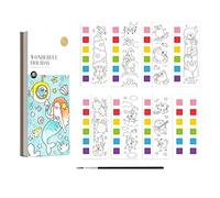 Harilla Pocket Watercolor Painting Toy, Drawing Arts Crafts Coloring Game DIY Leisure with Painting Brush for Children Girls Boys Unisex Gift, E