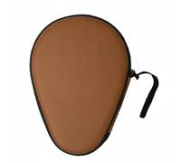 Harilla Pong Paddle Case Racket Protection Holder Shockproof Gourd Shape Compact EVA Shell Elastic Interior Strap Mesh Bag Suitable for Travel Club Storage, Brown Wood Grain