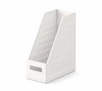 Harilla PP Magazine File Box Document Organizer Holder Rack Storage Bin With Pen Holder And Storage Compartments Made From PP And HIPS Suitable for home, Foldable Book Storage Box - White
