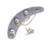 Harilla Prewired Control Plate for Electric Bass Bass Wiring Harness Plate Set Panel Music Parts Replacements with Switch Knob Metal, silver