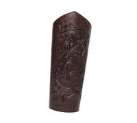 Harilla PU Leather Gauntlet Wristband Wide Arm Cuff Medieval Arm Bracers for Photo Props, Dark Brown