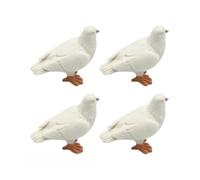 Harilla Resin Figurine Miniature Pigeon Model Statue Ornament Sculpture With Crafted Form And Visual Character Suitable for city dioramas park miniatures, White Pigeon, 4 Pieces, 1 64 Scale, 5mm Size