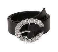 Harilla Rhinestone Belt Fashion PU Leather Belt for Women Bling Stylish Female Buckle Belt Waist Belt Jeans Pants Sweaters Dress, Black