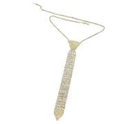 Harilla Rhinestone Necklace Tie Glitter Chain Dress Accessories Shine Decorative Adjustable for Women and Girls Necklace Necktie, Gold