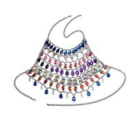 Harilla Rhinestones Bra Chain Chest Jewelry Multicolor Stylish Lightweight Body Chain Top for Women and Girls for Nightclub Holidays