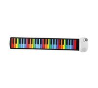 Harilla Roll up Piano Hand Rolled 49 Keys Lightweight Rechargeable Roll Out Electronic Piano Keyboard for Children Birthday Gift, Rainbow Key White