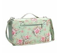 Harilla Rose Pencil Case with Organizer PU Leather Marker Holder Stationery Bag Three Layer Storage with Back Pocket and Handle Suitable for Home Classroom Studio, Array, Rose Green