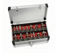 Harilla Router Bits Set Router Cutter Assortment Carbide Profiles With 1/4 Inch Shank Aluminum Case Secure Latch suitable for portable routing bench routers