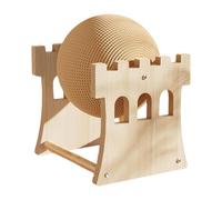 Harilla Scratching Toy Cat Scratcher Ball Wood Interactive Pet Toy Training Scratch Board Claw Scratcher for Small Animals Kittens, Castle Large