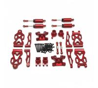 Harilla Set RC Car Upgrade Kit Metal Replacement Set With Shock Towers Swing Arms Steering Cups Hydraulic Dampers Aluminum CNC Finish suitable for desert paths performance upgrades, Red