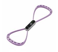 Harilla Silicone Exercise Band Digital Counting Resistance Band Stretching Strap Fitness Rope With Built In Counter And Soft Nonslip Handles In Flexible, Purple